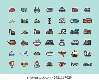 Various vehicle sticker icon set