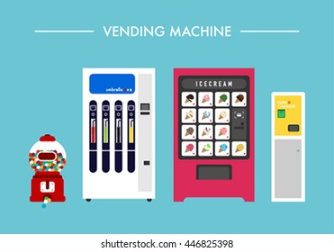 Various vending machines vector illustration