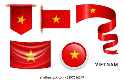 Varias banderas de Vietnam aisladas