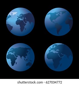Various views of planet earth. Vector illustrations
