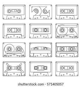 various vintage audio tapes - vector illustration