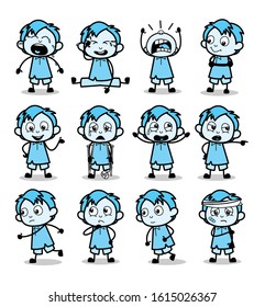 Various Vintage Comic Office Guy Characters - Set of Concepts Vector illustrations