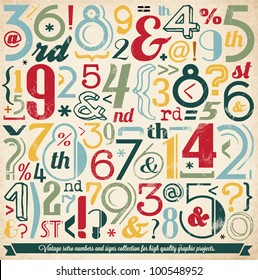 Various Vintage Number and Typography Collection. For High Quality Graphic Projects.