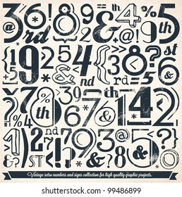 Various Vintage Number and Typography Collection. For High Quality Graphic Projects.