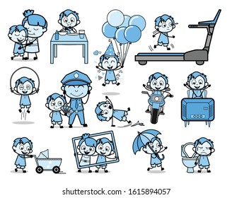 Various Vintage Office Guy - Set of Concepts Vector illustrations