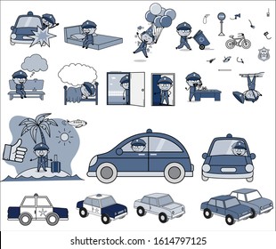 Various Vintage Policeman Cop - Collection of Concepts Vector illustrations