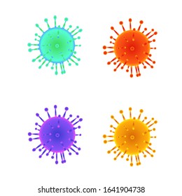 Various viruses, bacteria and germs icon set. Vector realistic illustration of different types of microorganisms, microscopic viruses of various color and shape isolated on white background.