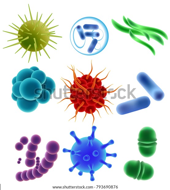 Verschiedene Viren Bakterien Und Keime Icon Stock Vektorgrafik Lizenzfrei