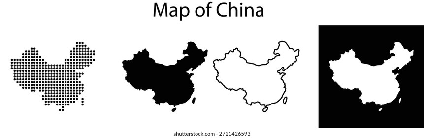 Varias representaciones visuales del mapa de China, mostrando diferentes estilos gráficos
