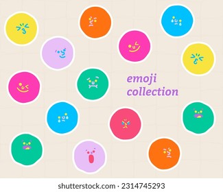 Various of vivid emoji color face. Expressive Emojis, Vector Set of Playful Faces