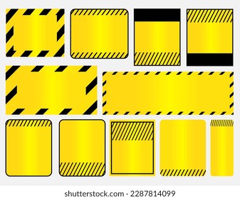 Various warning shields. Restricted area, zone. Attention symbol. Vector illustration