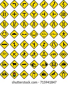 Various warning traffic signs