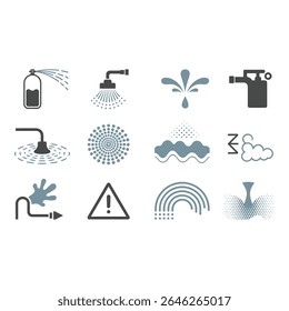 Various water and weather related icons isolated on white background