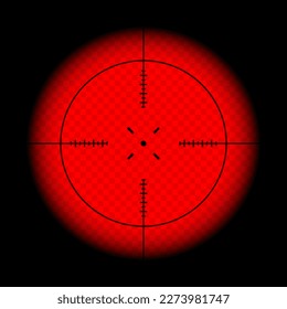 Various weapon thermal infrared sight, sniper rifle optical scope. Hunting gun viewfinder with crosshair. Aim, shooting mark symbol. Military target sign. Game UI element. Vector illustration
