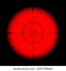 Verschiedenes waffenthermisches Infrarot-Sichtfeld, optisches Scharfschützen. Jagd Pistensucher mit Crosshair. Ziel, Markensymbol schießen. Militärzielschild. UI-Element des Spiels. Vektorgrafik
