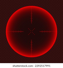 Verschiedenes waffenthermisches Infrarot-Sichtfeld, optisches Scharfschützen. Jagd Pistensucher mit Crosshair. Ziel, Markensymbol schießen. Militärzielschild. UI-Element des Spiels. Vektorgrafik