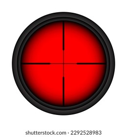 Various weapon thermal infrared sight, sniper rifle optical scope. Hunting gun viewfinder with crosshair. Aim, shooting mark symbol. Military target sign. Game UI element. Vector illustration