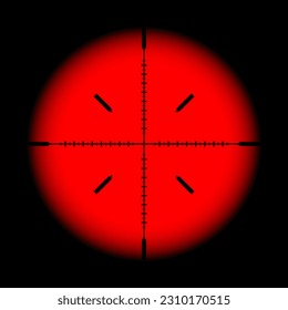 Diversas armas de visión infrarroja térmica, alcance óptico de rifle de francotirador. Buscando visor de pistolas con cruz. Objetivo, símbolo de marca de disparo. Signo de objetivo militar. Elemento UI de juego. Ilustración del vector
