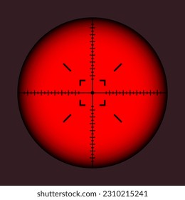 Verschiedenes waffenthermisches Infrarot-Sichtfeld, optisches Scharfschützen. Jagd Pistensucher mit Crosshair. Ziel, Markensymbol schießen. Militärzielschild. UI-Element des Spiels. Vektorgrafik
