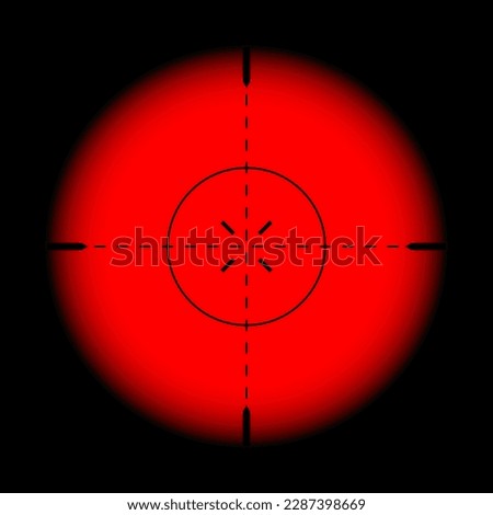 Various weapon thermal infrared sight, sniper rifle optical scope. Hunting gun viewfinder with crosshair. Aim, shooting mark symbol. Military target sign. Game UI element. Vector illustration