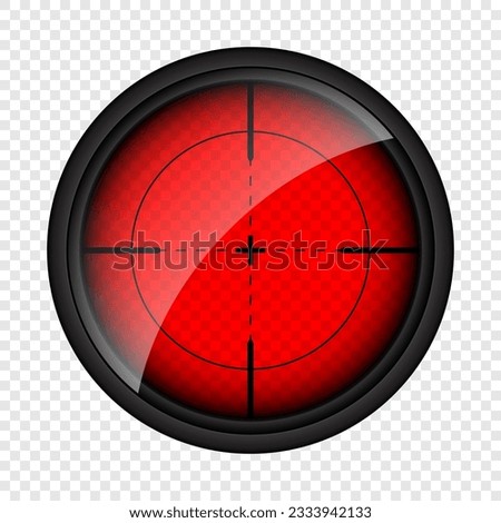 Various weapon thermal infrared sight, sniper rifle optical scope. Hunting gun viewfinder with crosshair. Aim, shooting mark symbol. Military target sign. Game UI element. Vector illustration