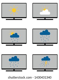 Various weathers symbols on laptop