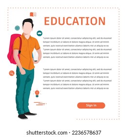 Various web and online Education , Knowledge and Library Icons. People Characters Reading Books. Girls and Boys with Open Books in Hands Studying in Library. 