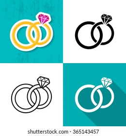 Various wedding rings icons collection vector illustration