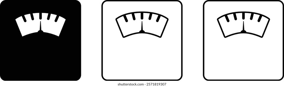 Various weight scale icons, white and black color