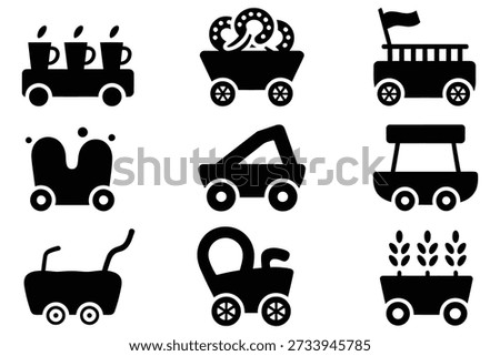 Various wheeled carts with different contents wagon