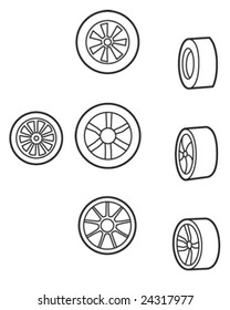 various wheels - vector illustration