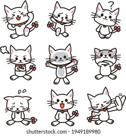 Various white cats angry and depressed