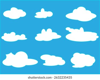 Various white cloud images. Cartoon white clouds. White cloud background