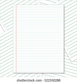 Various white papers, ready for your message. Vector illustration.