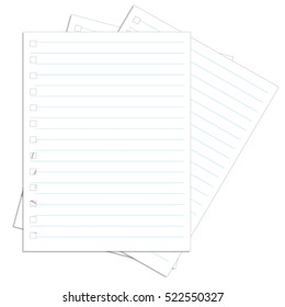 Various white papers, ready for your message. Vector illustration.