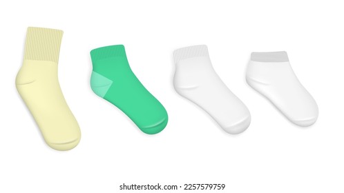 various white socks foot wear mockup isolated 3D illustration
