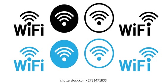 Vários ícones de conexão WiFi com texto.