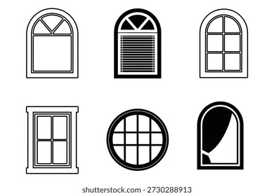 Various window designs and styles architectural graphic