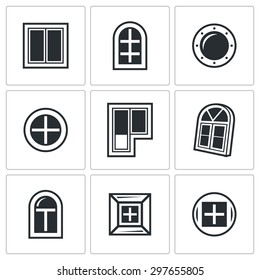 Various window icons set. Vector Illustration. 
Isolated Flat Icons collection on a white background for design