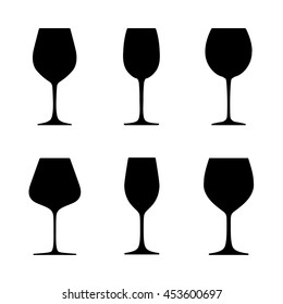 Various wine glasses. Vector illustration.