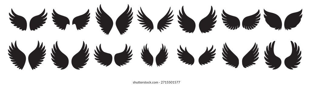 various wing silhouettes for angel bird and fantasy themed