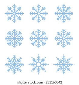 Various winter snowflakes vector set