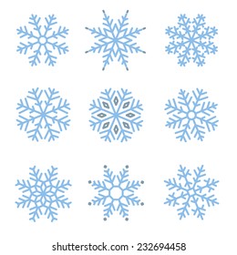 Various winter snowflakes vector set