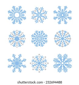 Various winter snowflakes vector set