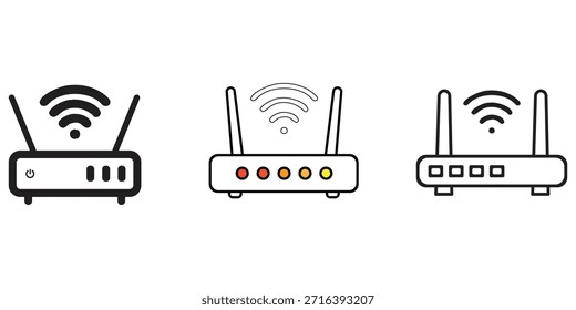 Varios iconos de enrutador inalámbrico en diferentes estilos y diseños. Varios iconos de enrutador inalámbrico en diferentes estilos y diseños.