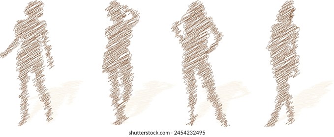 various woman posing scribble style