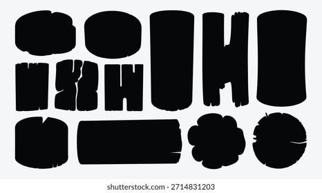 Várias silhuetas de madeira log com diferentes formas e tamanhos design