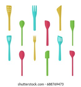 Various wooden spoons - vector illustration