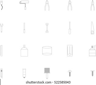 Various work tools vector signs white background