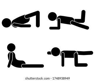 Various Yoga poses shown on white background